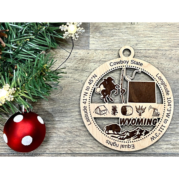Wyoming State Wooden Christmas Ornaments