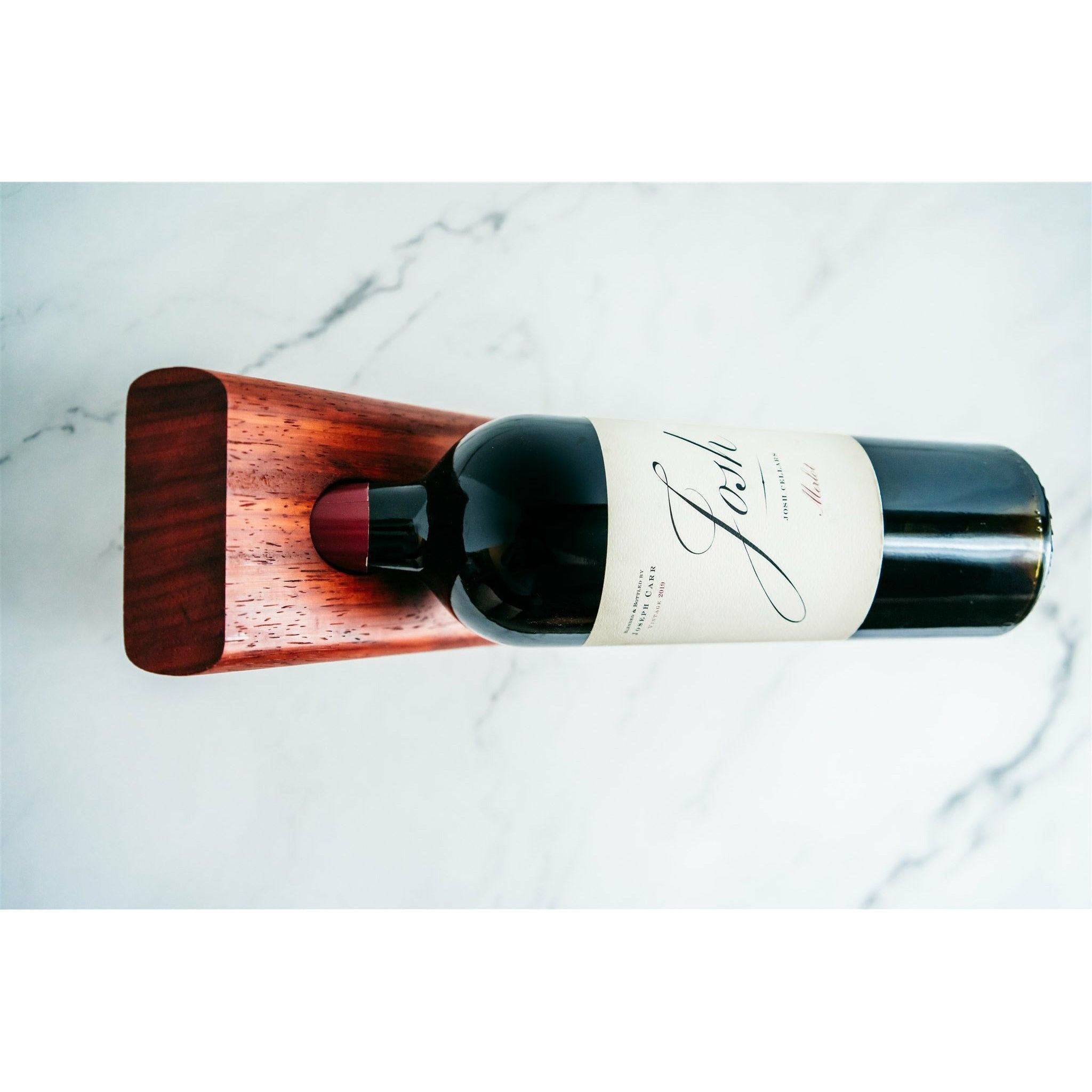 Padauk wood, floating wine bottle holder