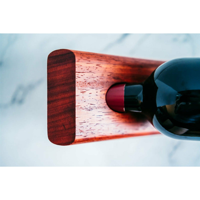 Padauk wood, floating wine bottle holder