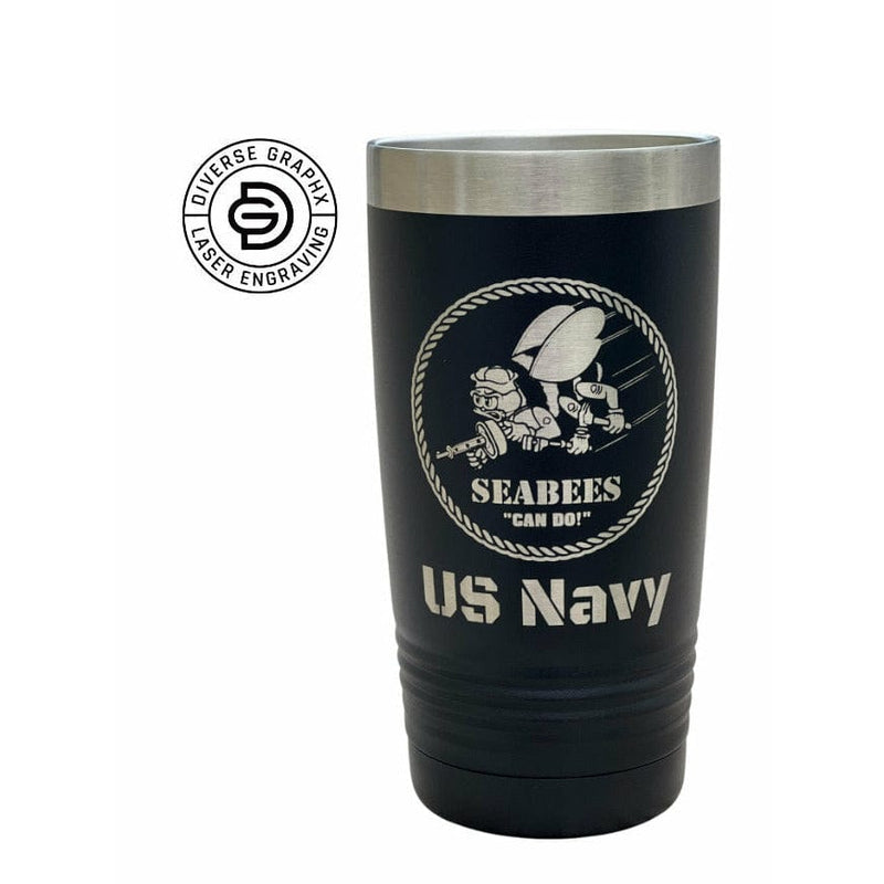 US Navy Seabees Logo, 20oz vacuum insulated tumbler with lid