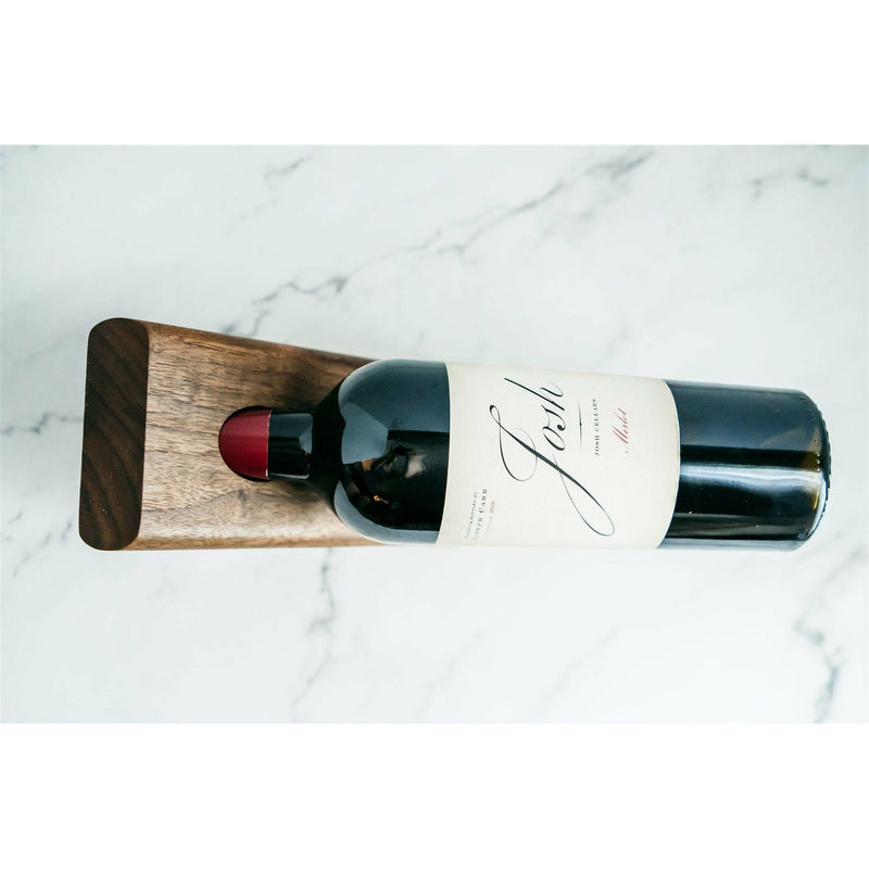 Walnut wood, floating wine bottle holder